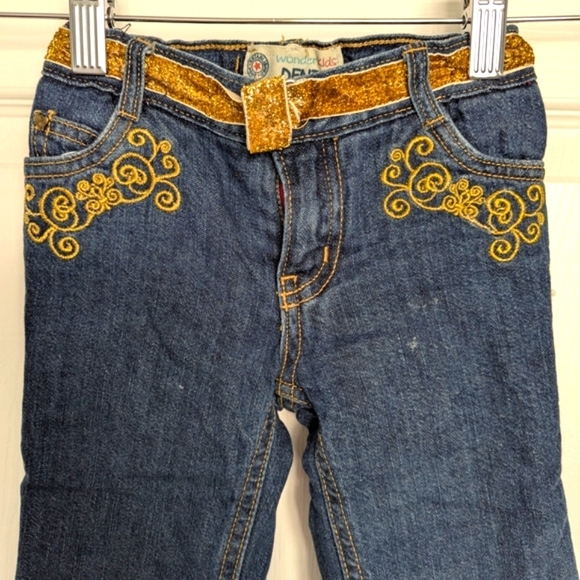 🔷Wonderkids Baby Girl's Fleece Lined Denim/Jeans With Heart Shaped Pockets - Picture 2 of 7